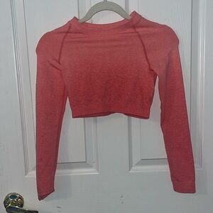 pink/red workout crop long sleeve size  xs by amazon